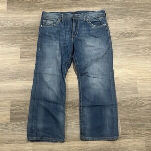 Silver Jeans Co Zac Jeans Mens 40x30 Blue Medium Wash Straight Leg Denim Stretch